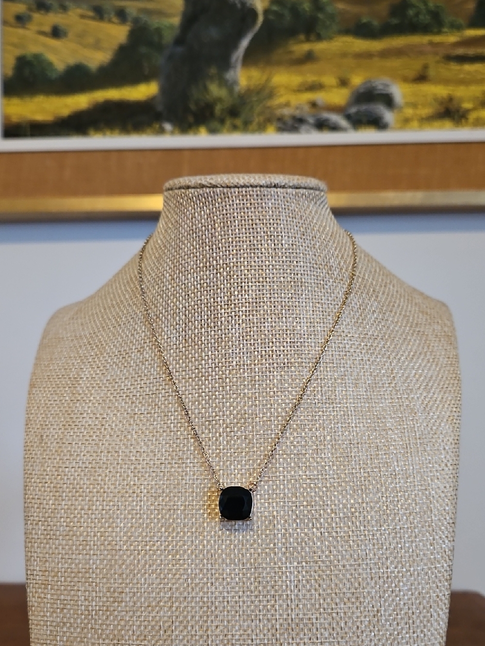 Dana Buchman Gold-Tone Chain Necklace with Black Square Pendant
